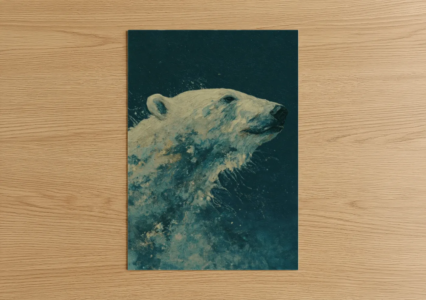 Polar Bear Swimming Arctic Waters Wall Art