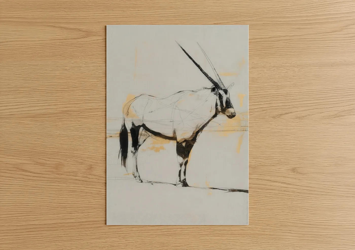 Oryx Antelope Minimalist Line Wall Art