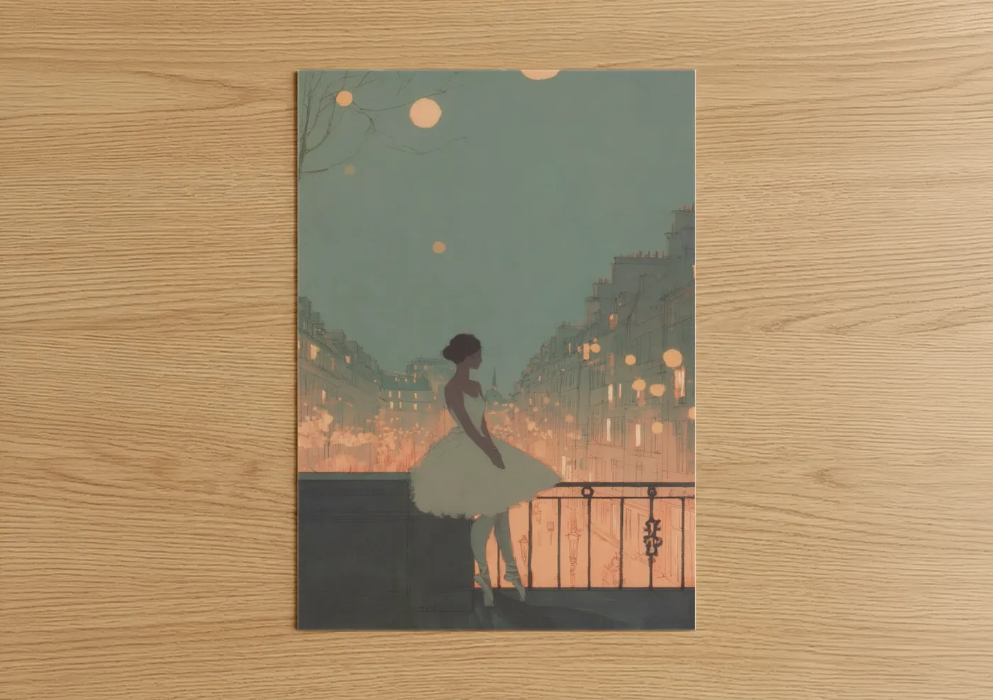 Parisian Ballet Silhouette Sunset Wall Art