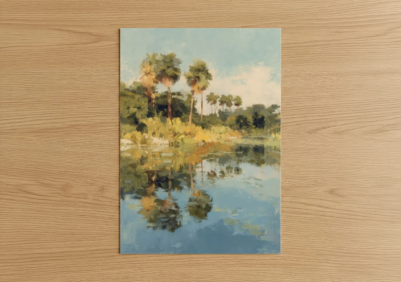 Tropical Palm Forest Water Reflection Wall Art