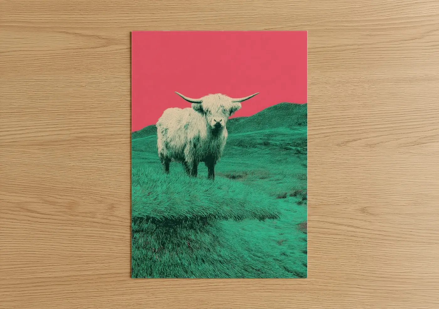 Highland Cow Green Pasture Pop Wall Art