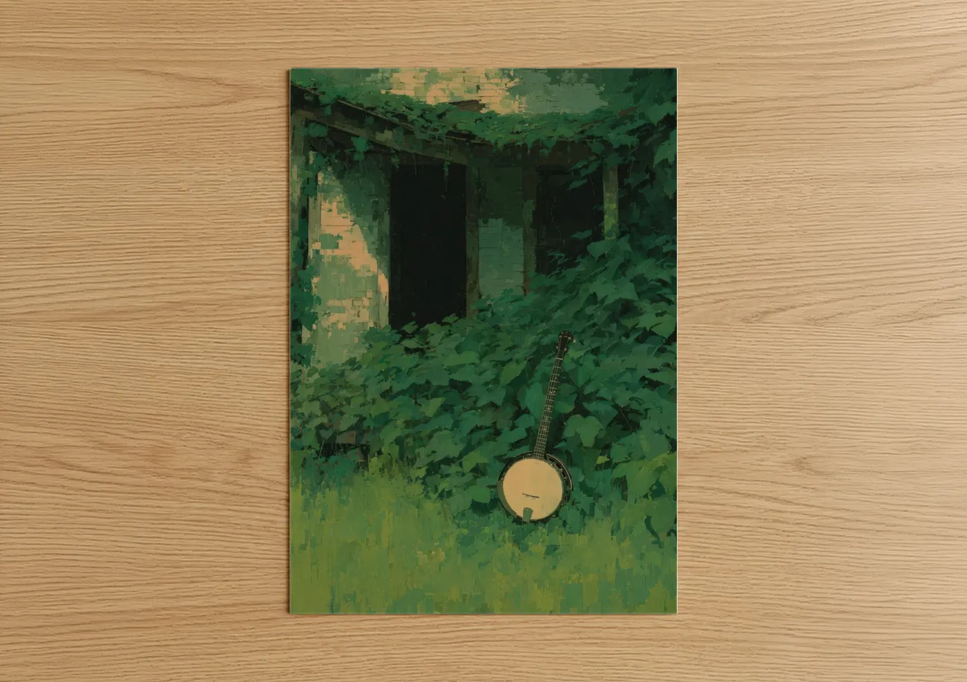 Abandoned Banjo Overgrown Nature Wall Art