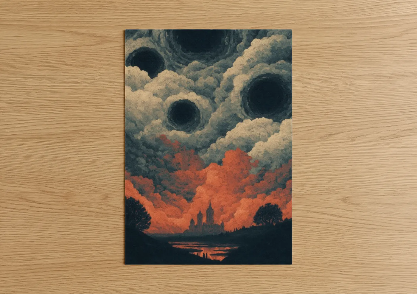 Apocalyptic Citadel Dark Fantasy Wall Art