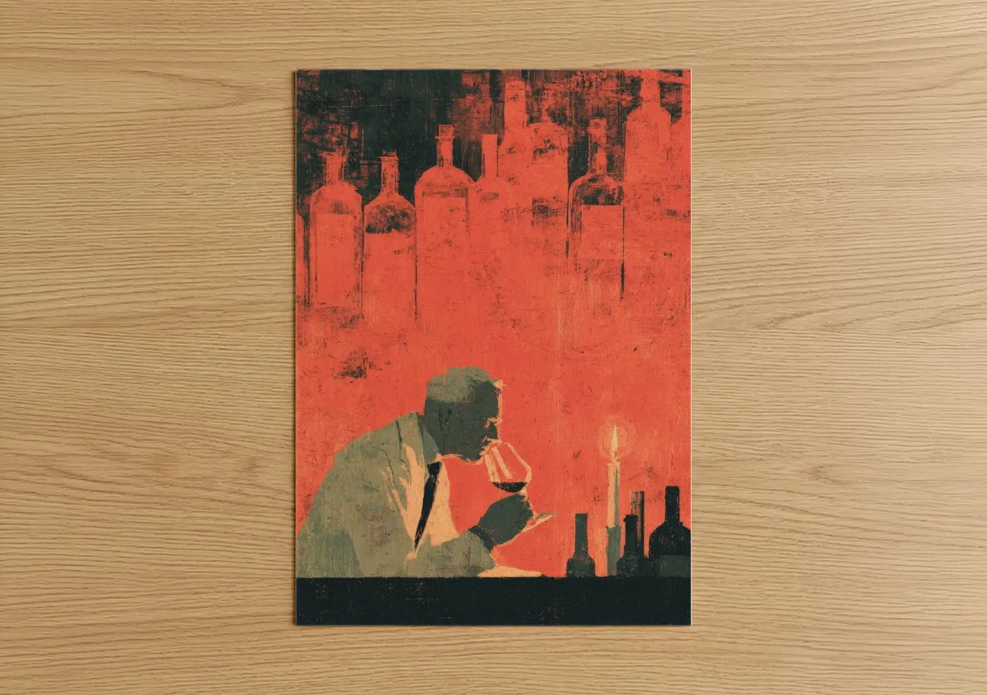 Crimson Wine Tasting Vintage Illustration Wall Art
