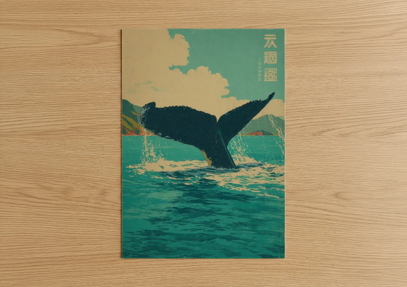 Humpback Whale Diving Ocean Art Print Wall Art