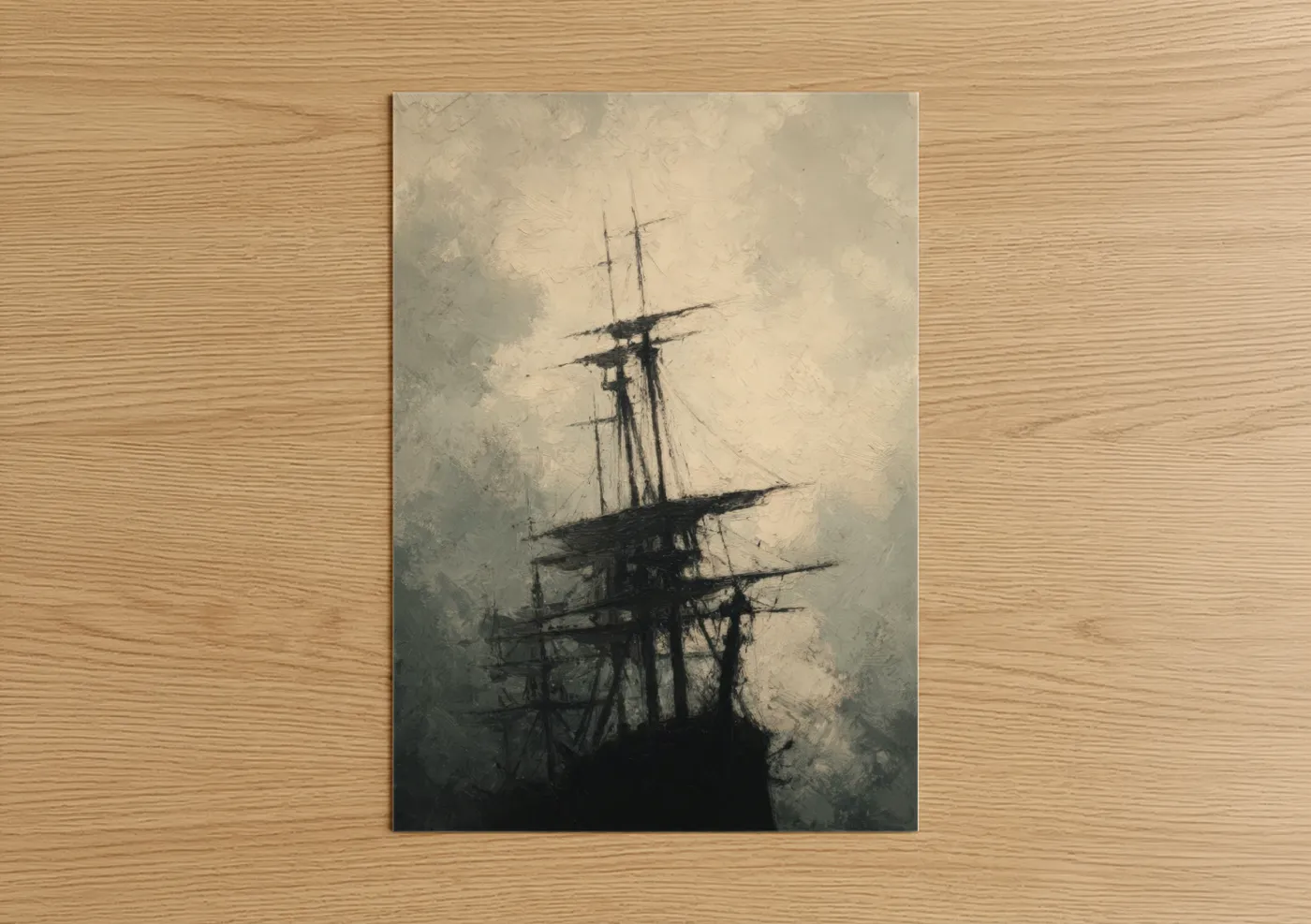 Misty Tall Ship Maritime Painting Wall Art