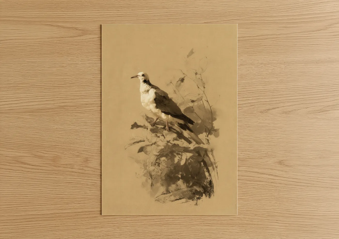 Perched Dove Watercolor Nature Wall Art