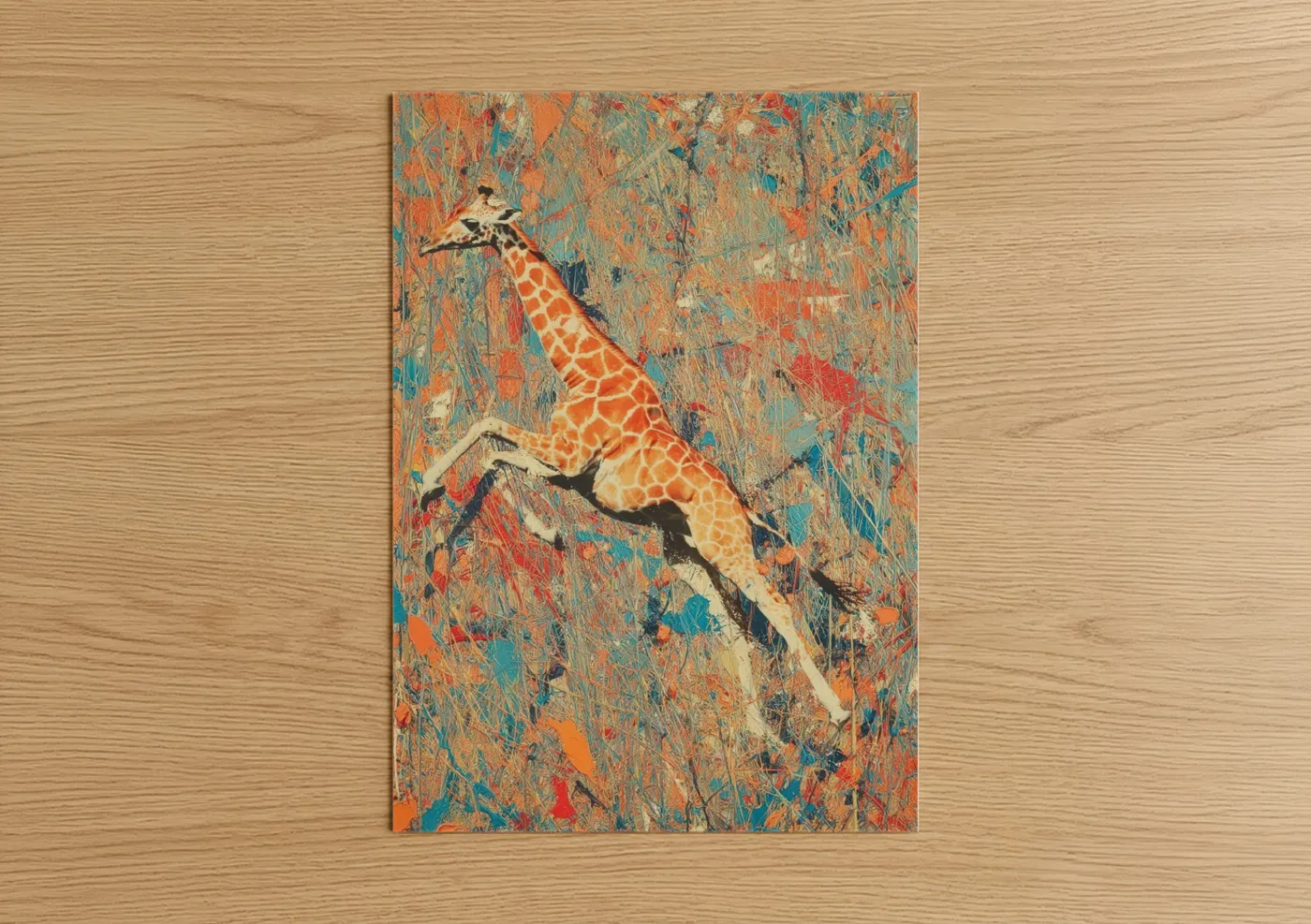 Leaping Giraffe Modern Abstract Wall Art