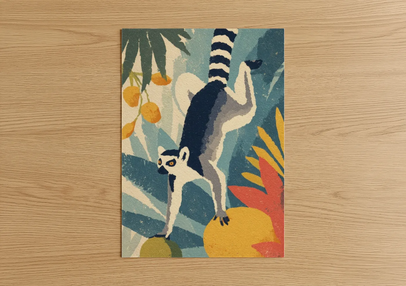 Acrobatic Lemur Tropical Wall Art