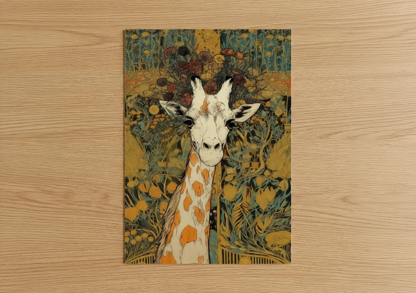 Floral Giraffe Art Print Botanical Wall Art