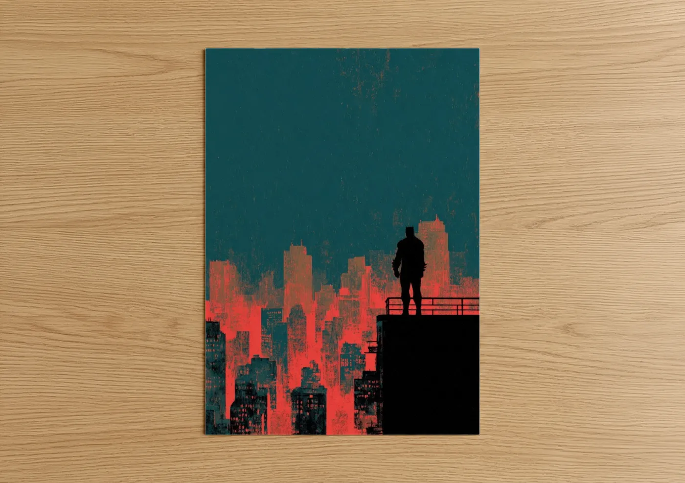 Silhouette Boy City Skyline Wall Art
