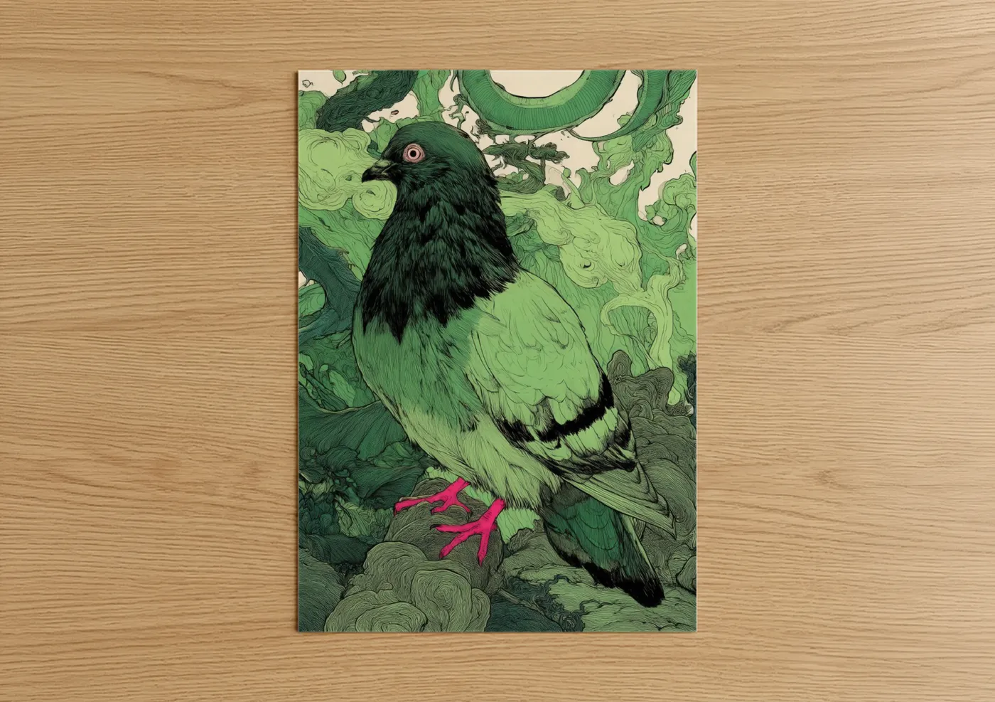Emerald Pigeon Contemporary Wall Art