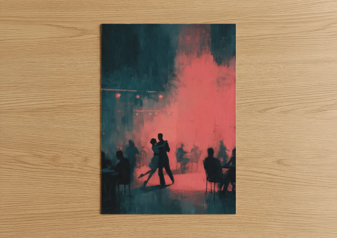 Crimson Ballroom Dance Couple Silhouette Wall Art