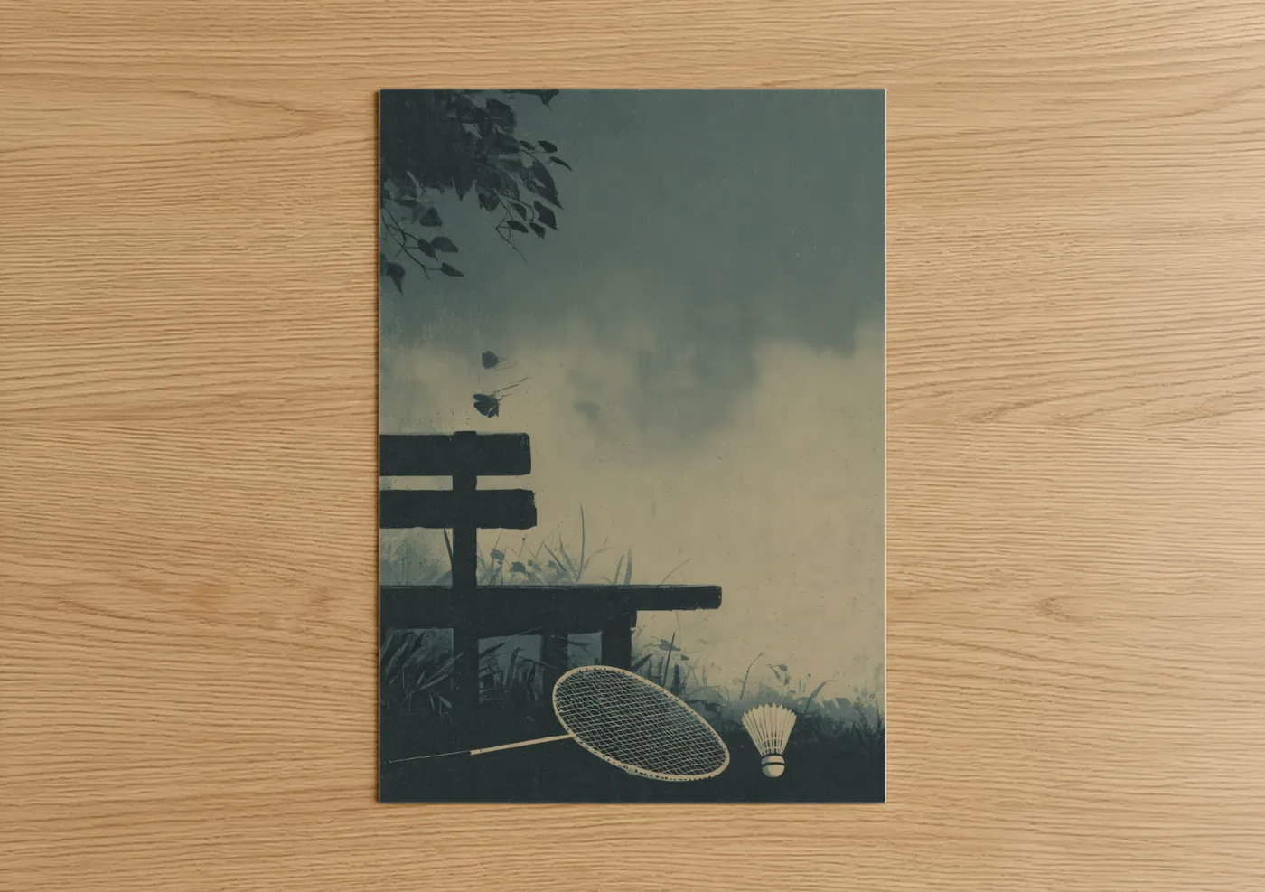 Rainy Badminton Racket Moody Sports Wall Art