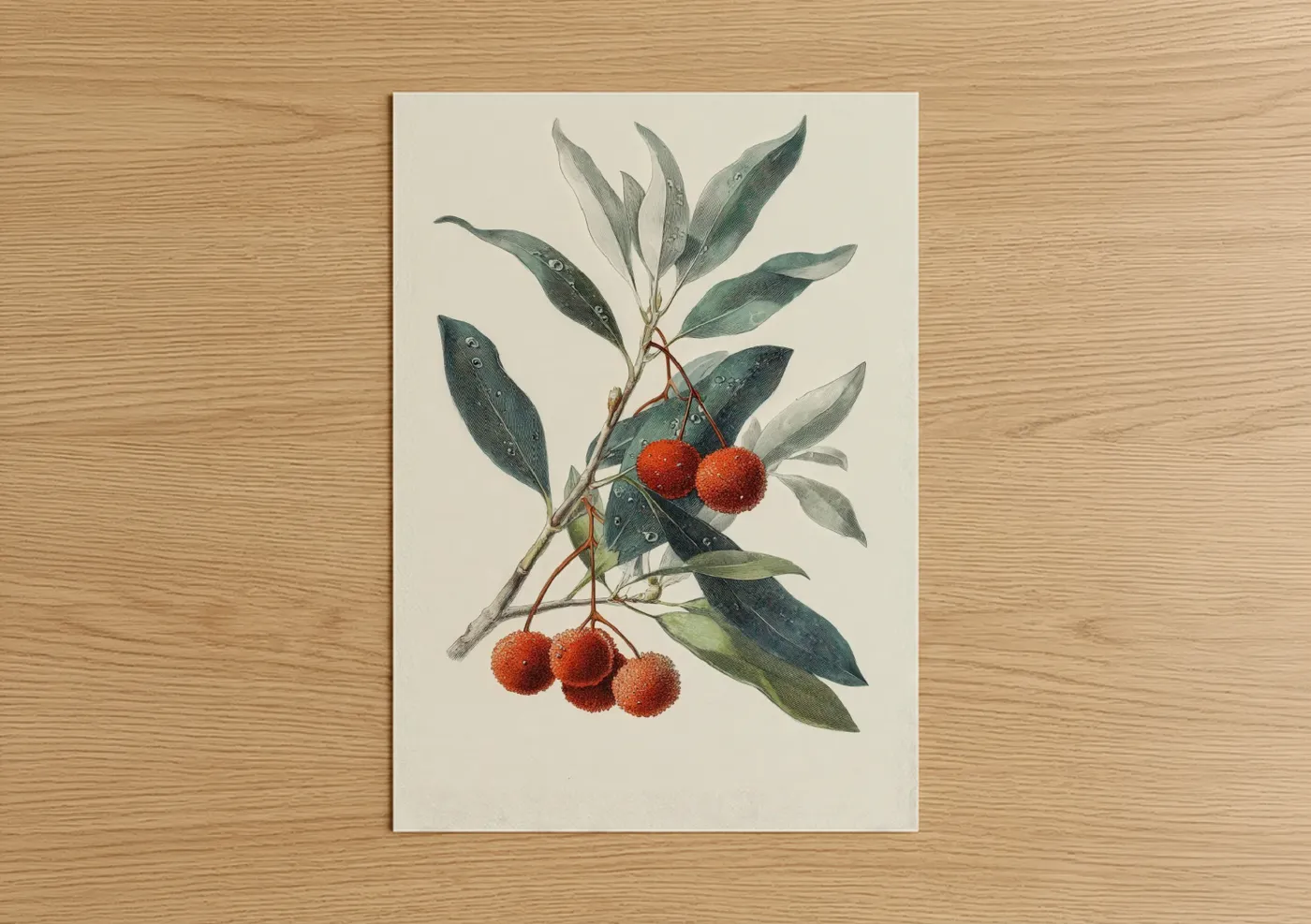 Arbutus Berries Botanical Art Illustration Wall Art