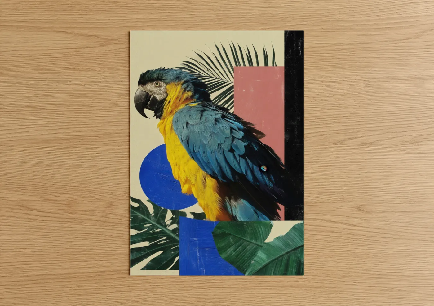 Blue Macaw Geometric Modern Wall Art