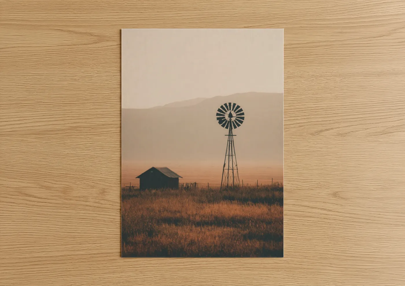Prairie Windmill Rural Landscape Sunset Wall Art
