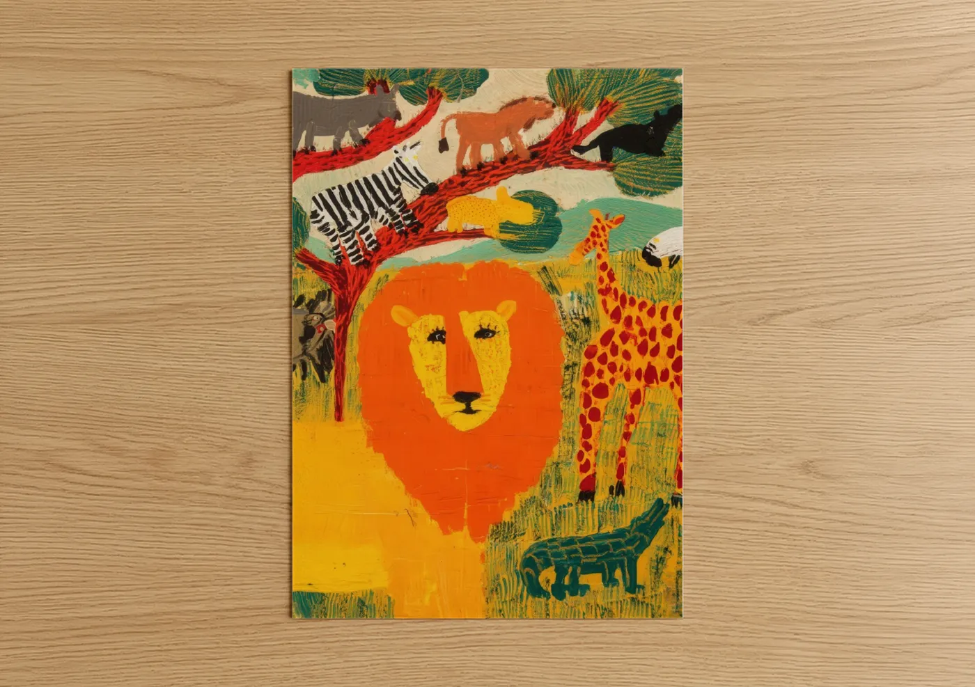 Colorful Savanna Lion Wildlife Wall Art