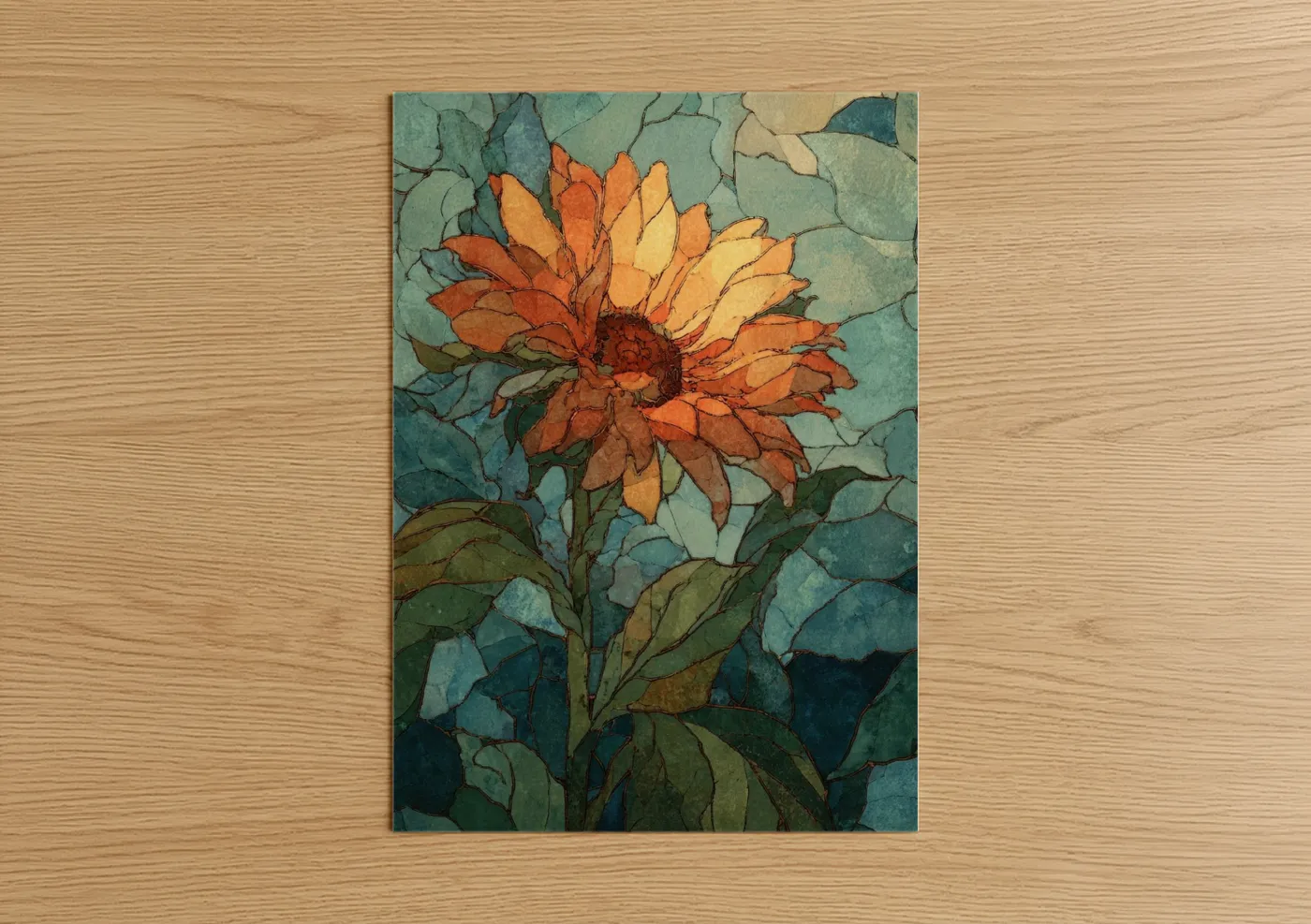 Golden Sunflower Watercolor Wall Art