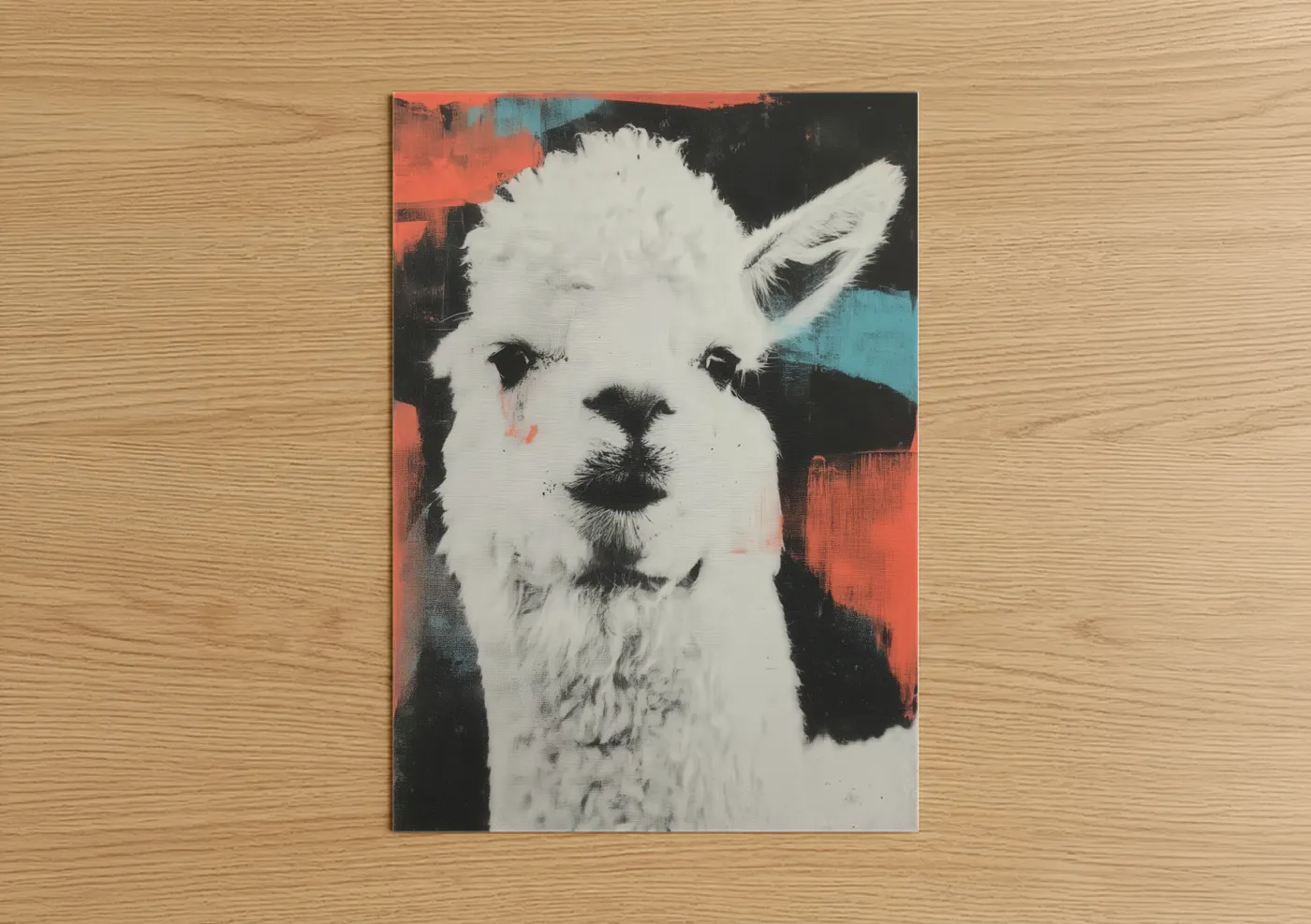 Neon Alpaca Pop Art Portrait Wall Art