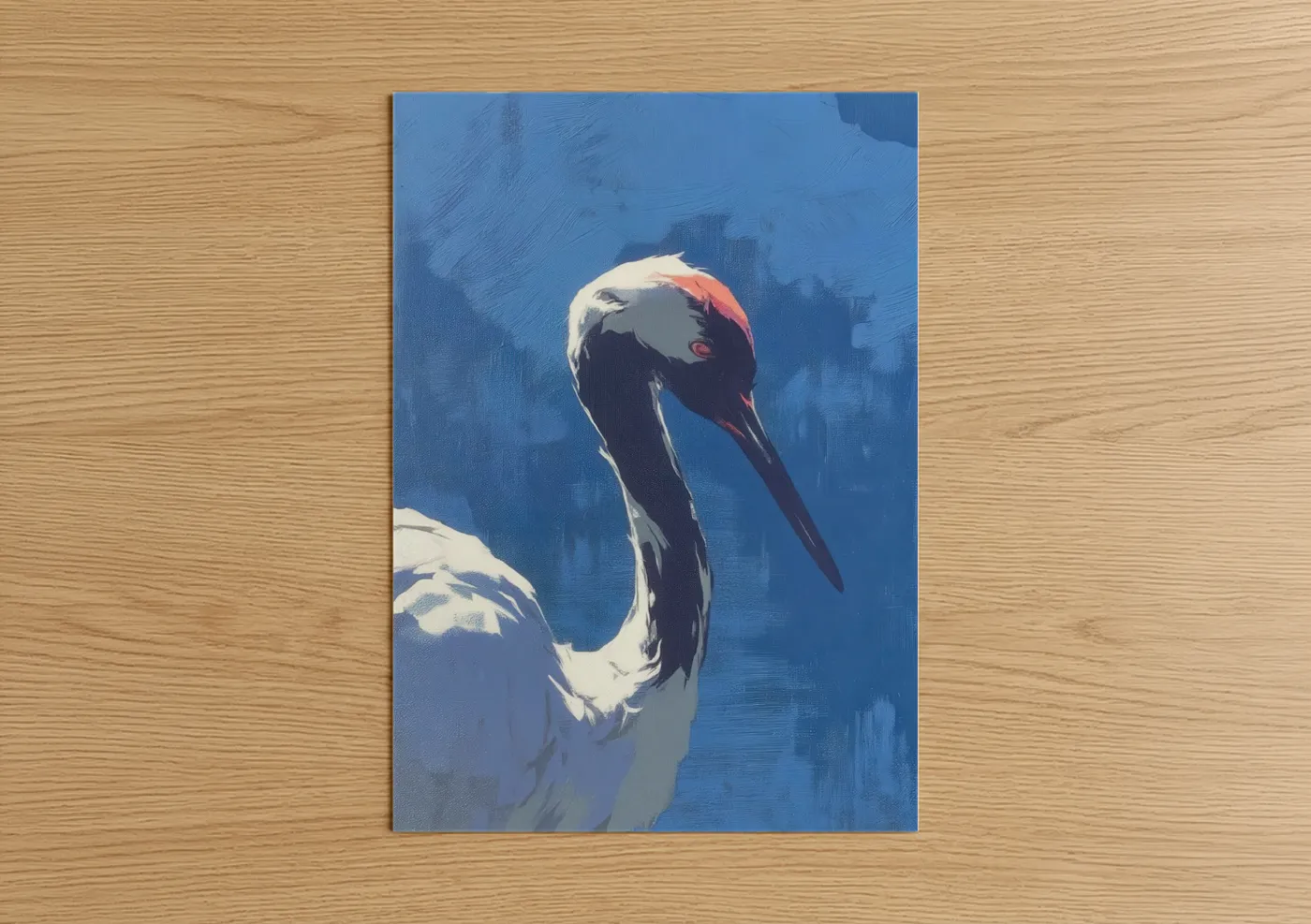 Red-Crowned Crane Blue Modern Wall Art