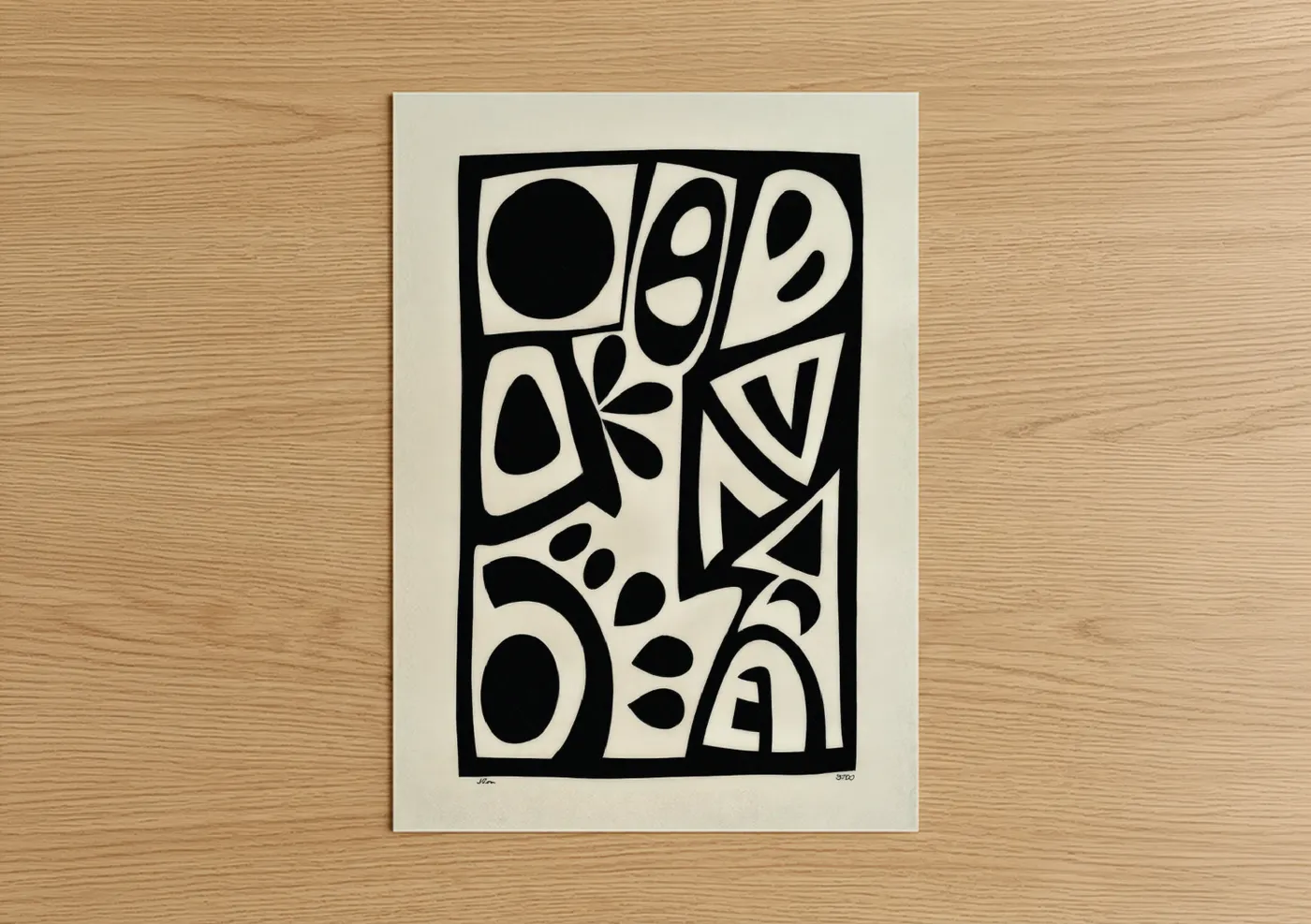 Abstract Minimalist Geometric Black White Wall Art