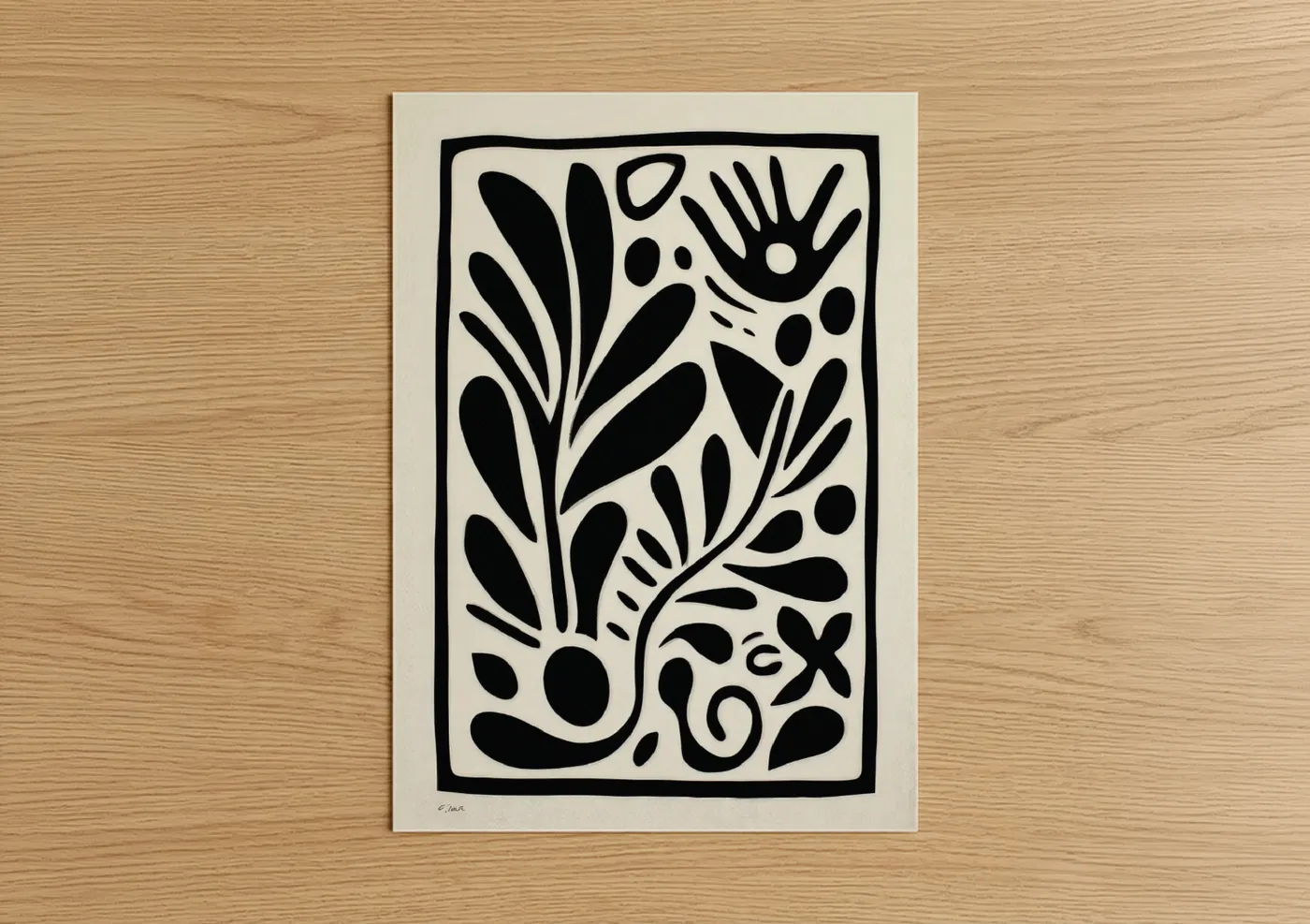 Abstract Botanical Black and White Wall Art