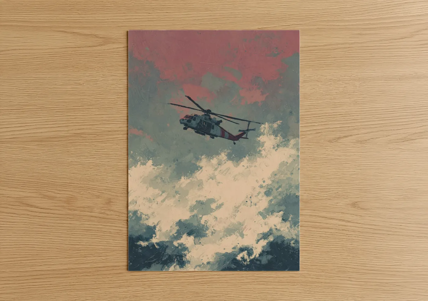 Rescue Helicopter Vintage Sky Wall Art