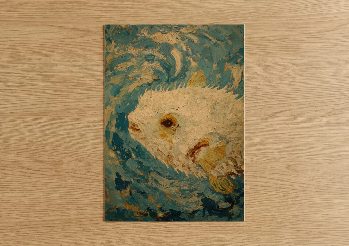 Swirling Puffer Fish Expressionist Art Wall Art