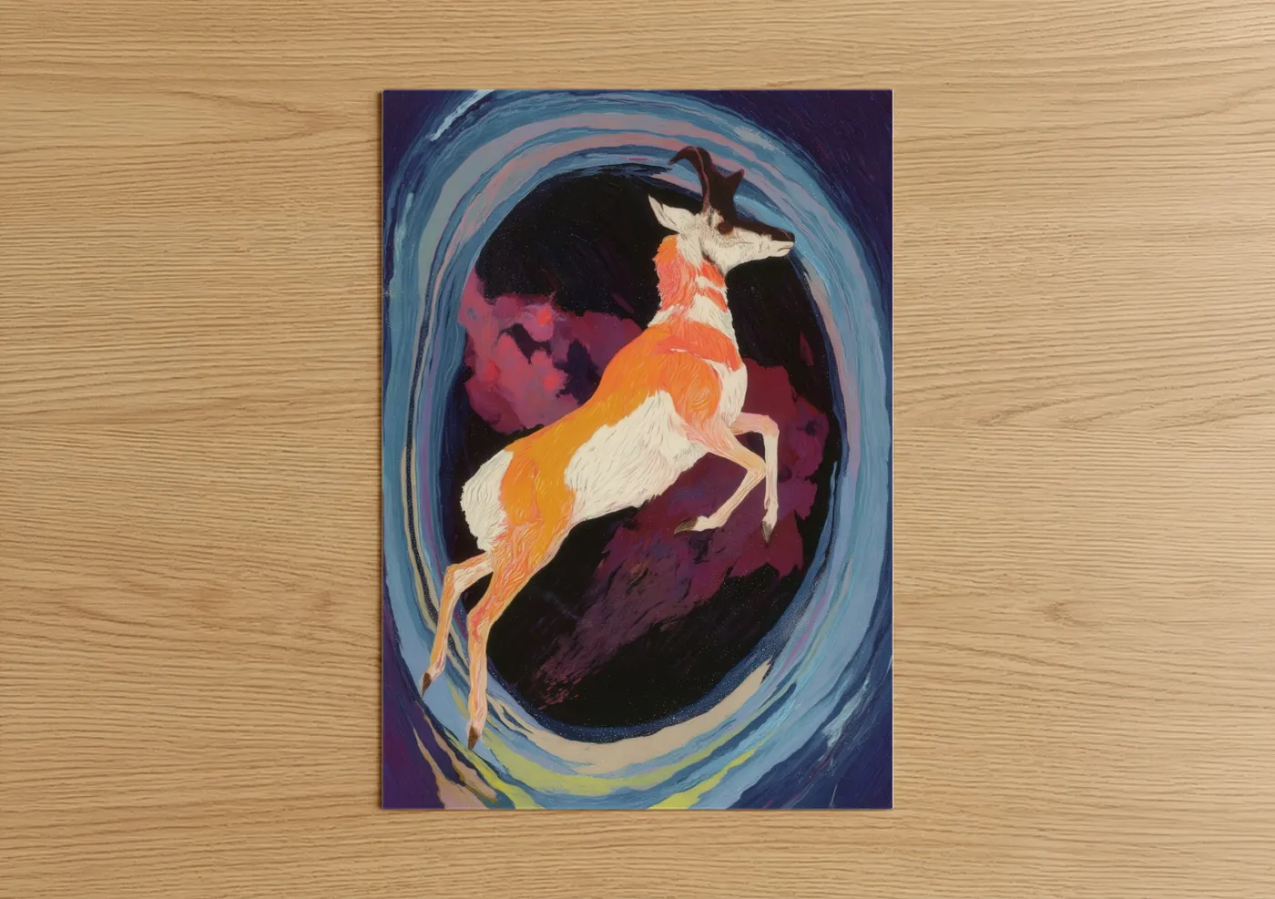 Leaping Antelope Modern Art Print Wall Art
