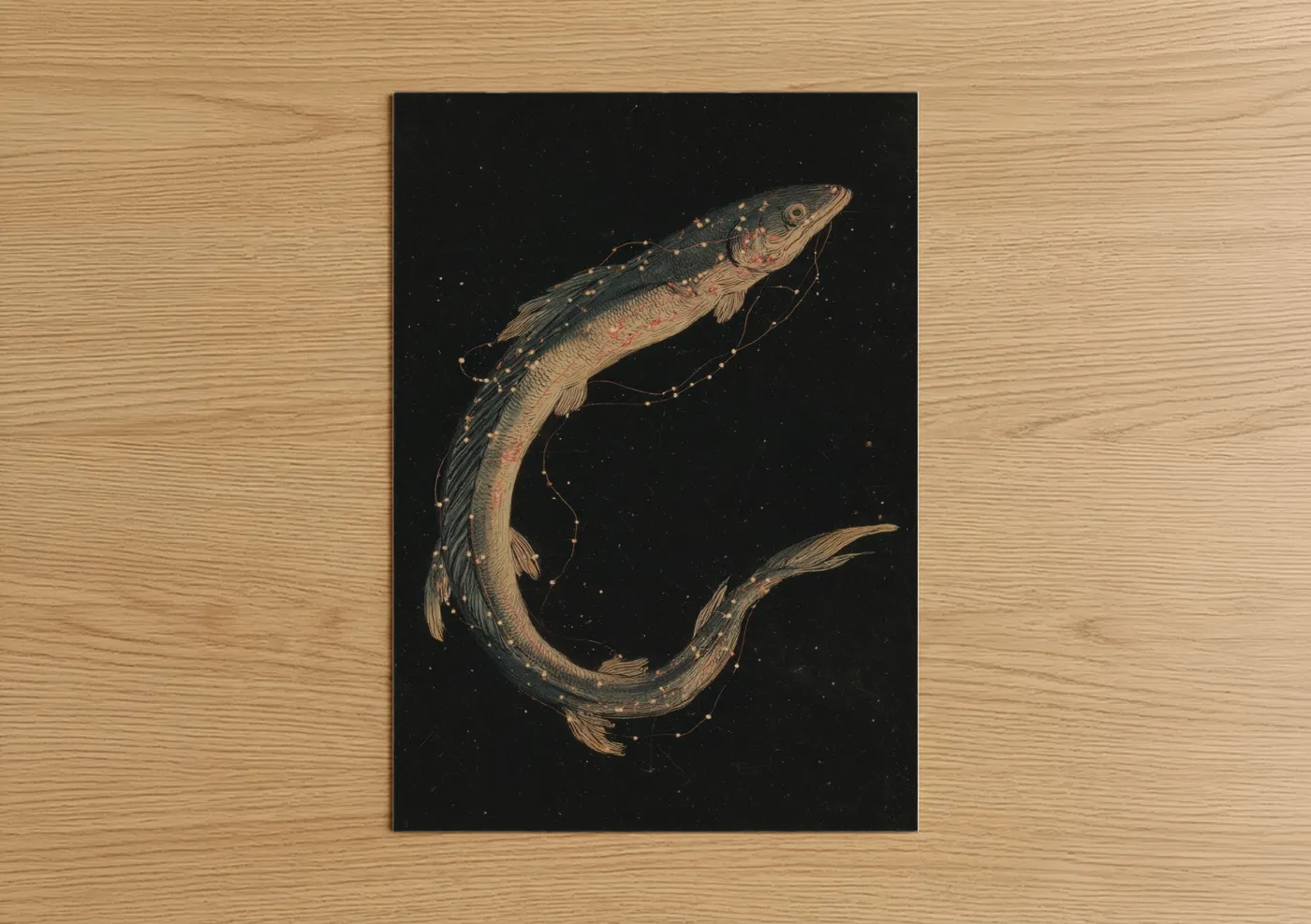 Celestial Eels Golden Starlight Art Wall Art