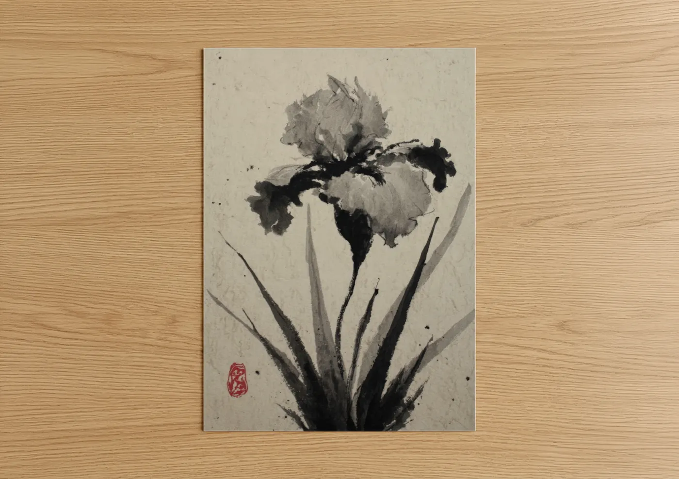 Ink Iris Japanese Ink Painting Wall Art