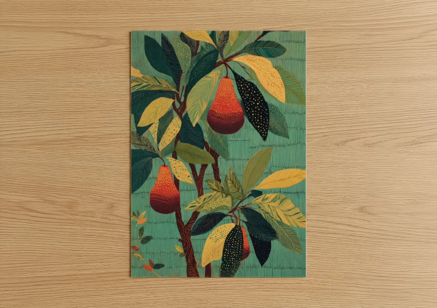 Autumn Pear Tree Botanical Illustration Wall Art
