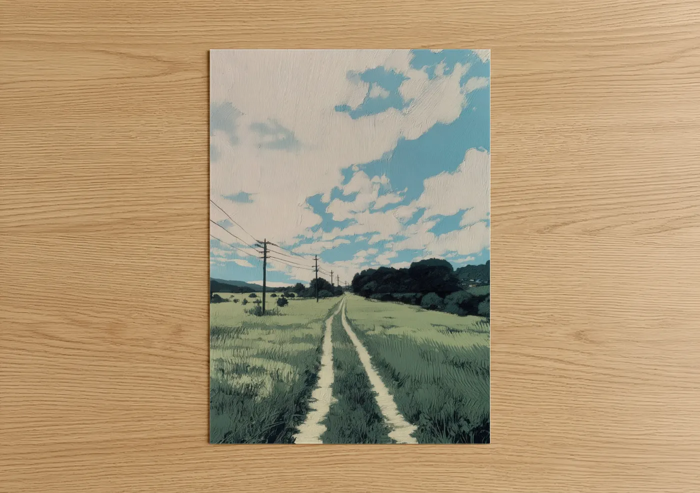 Rural Pathway Landscape Green Field Wall Art