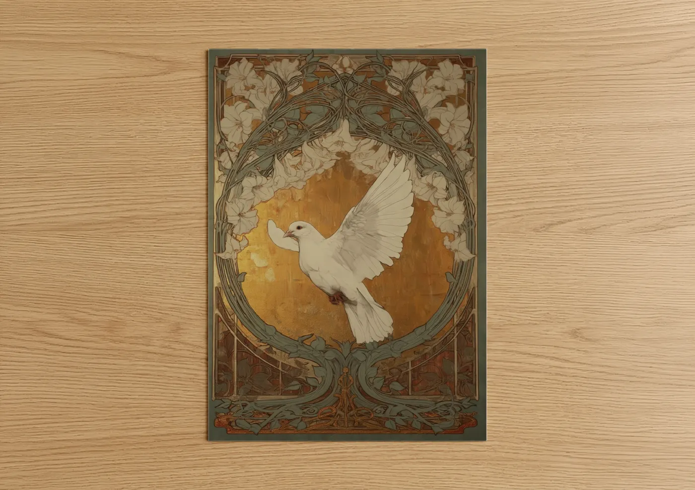 White Dove Peace Art Nouveau Wall Art