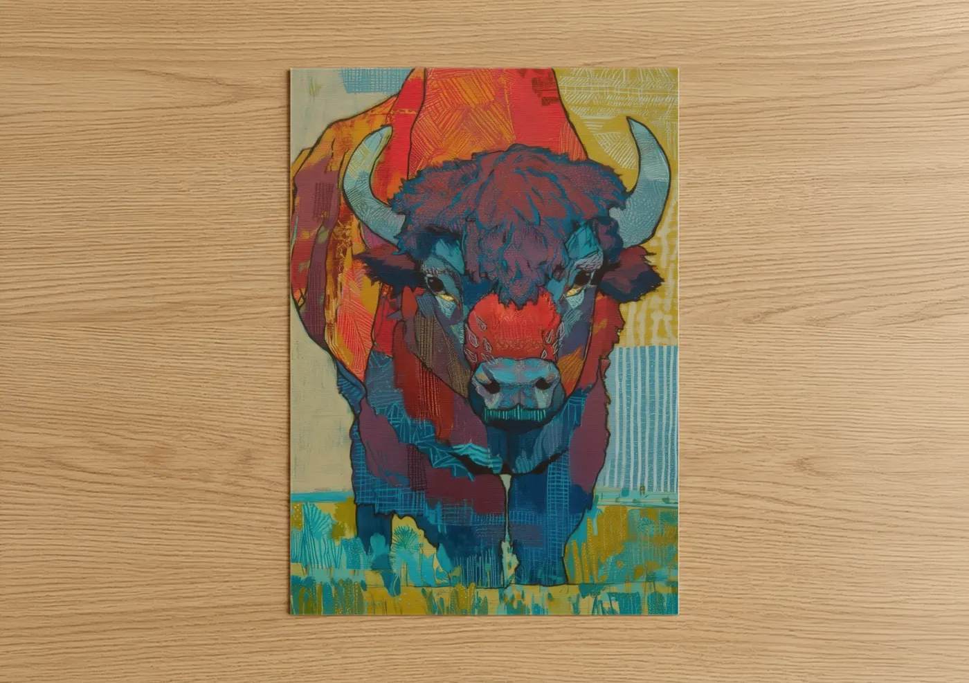 Colorful Bison Portrait Pop Wall Art