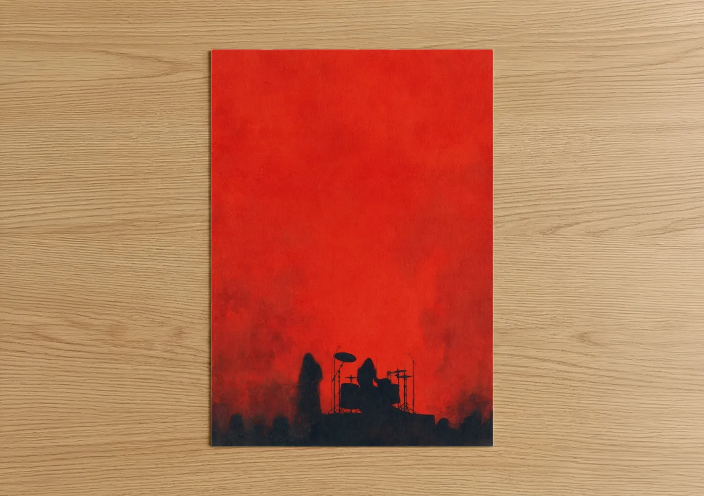 Death Metal Band Red Stage Silhouette Wall Art