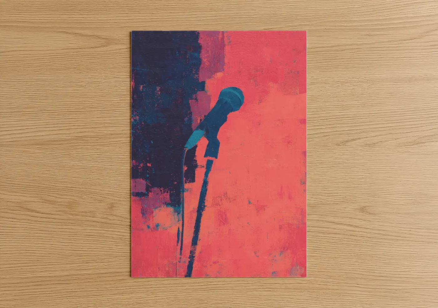 Neon Microphone Pop Wall Art