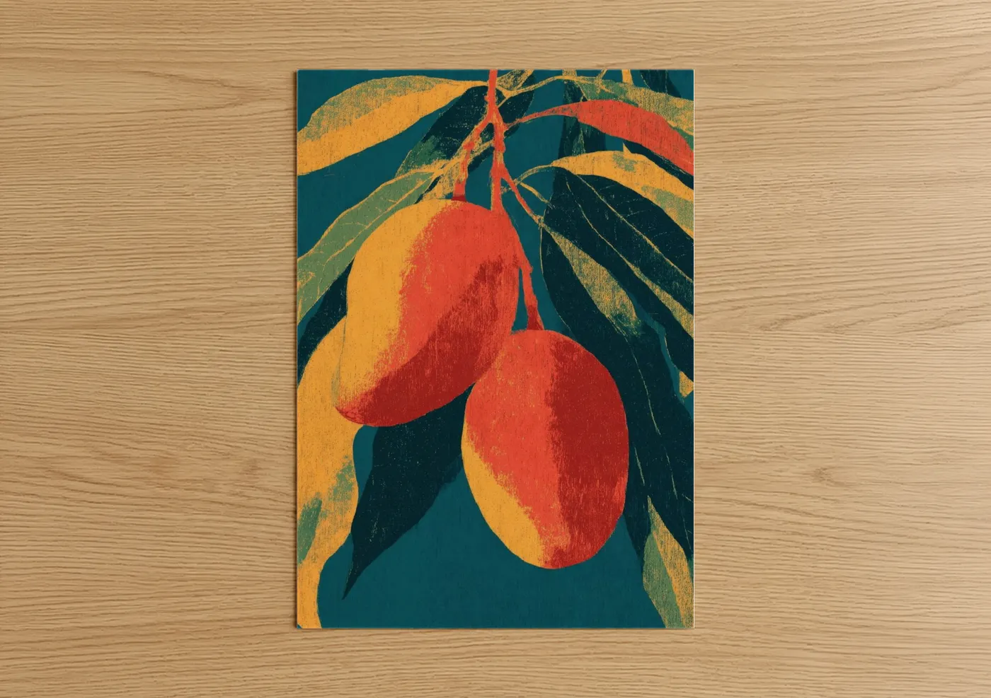 Crimson Mango Botanical Art Illustration Wall Art