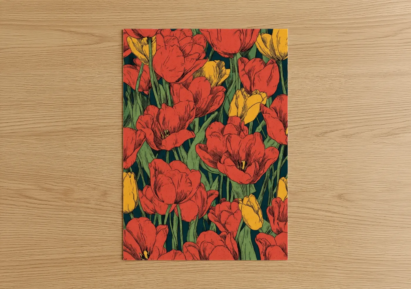 Red and Yellow Tulips Spring Garden Wall Art