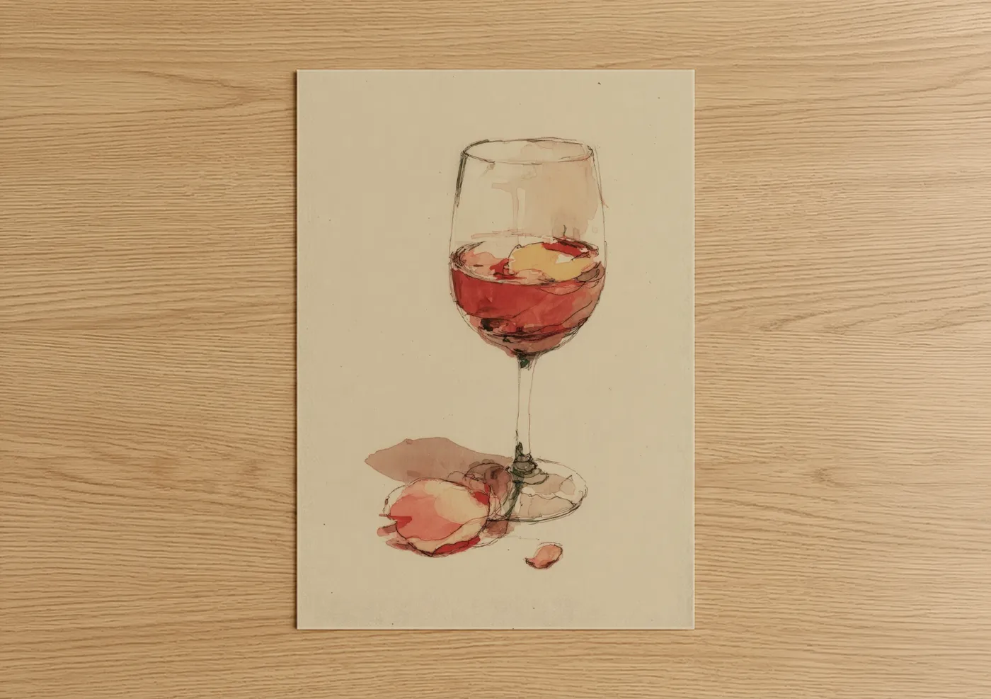 Rosé Wine Watercolor Illustration Wall Art