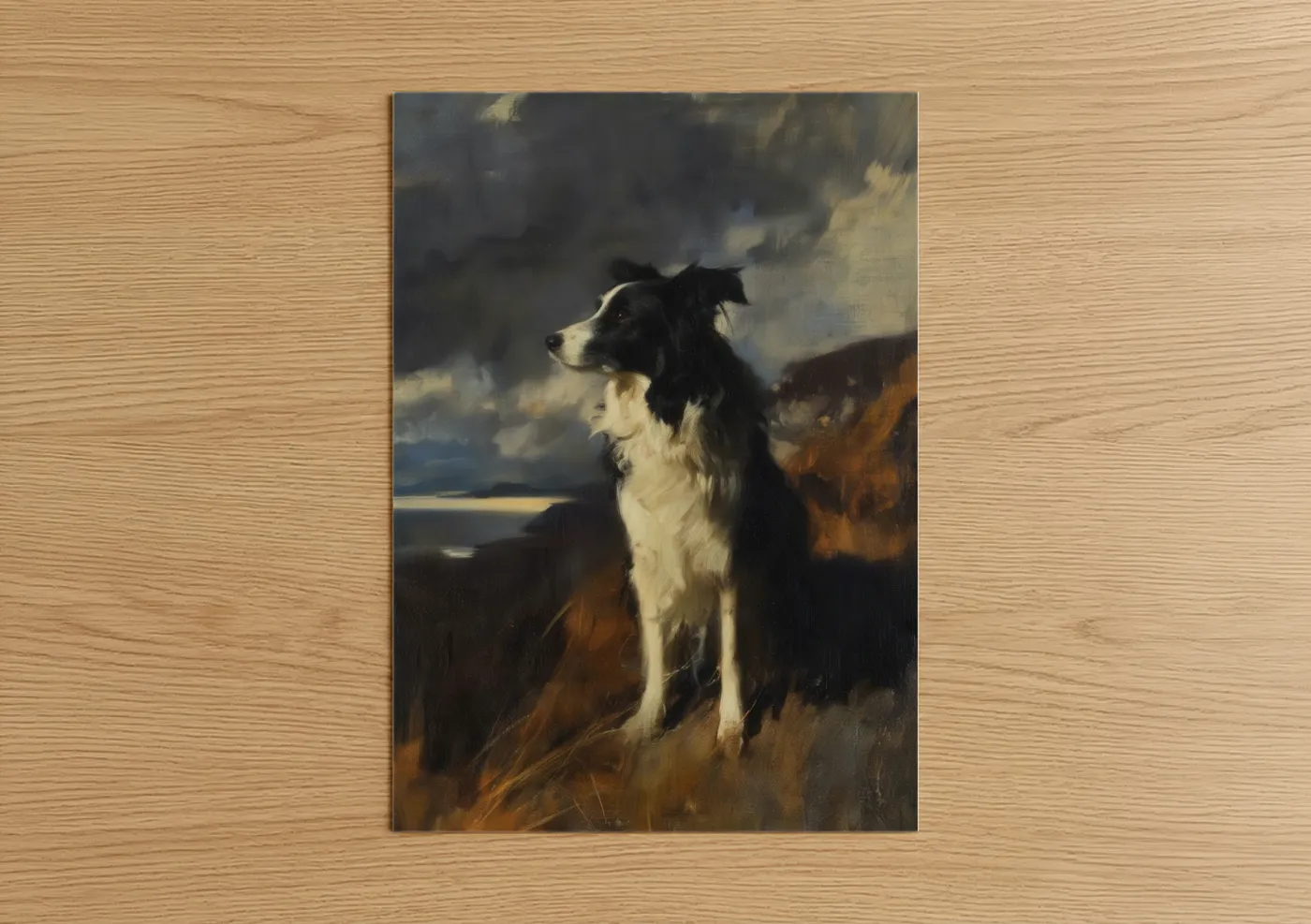 Black and White Shepherd Dog Highland Landscape Wall Art