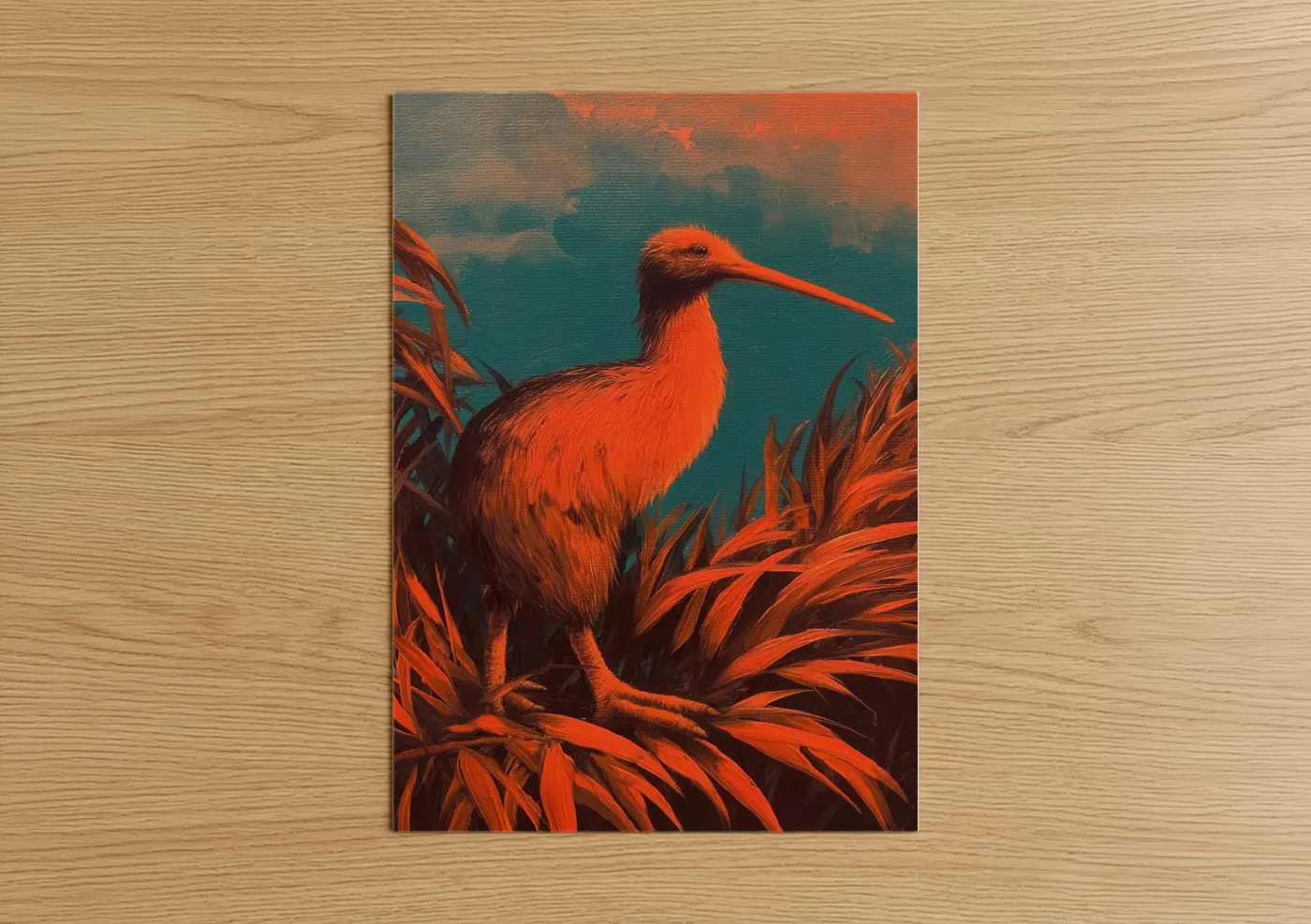 Crimson Kiwi Bird Tropical Wetland Wall Art