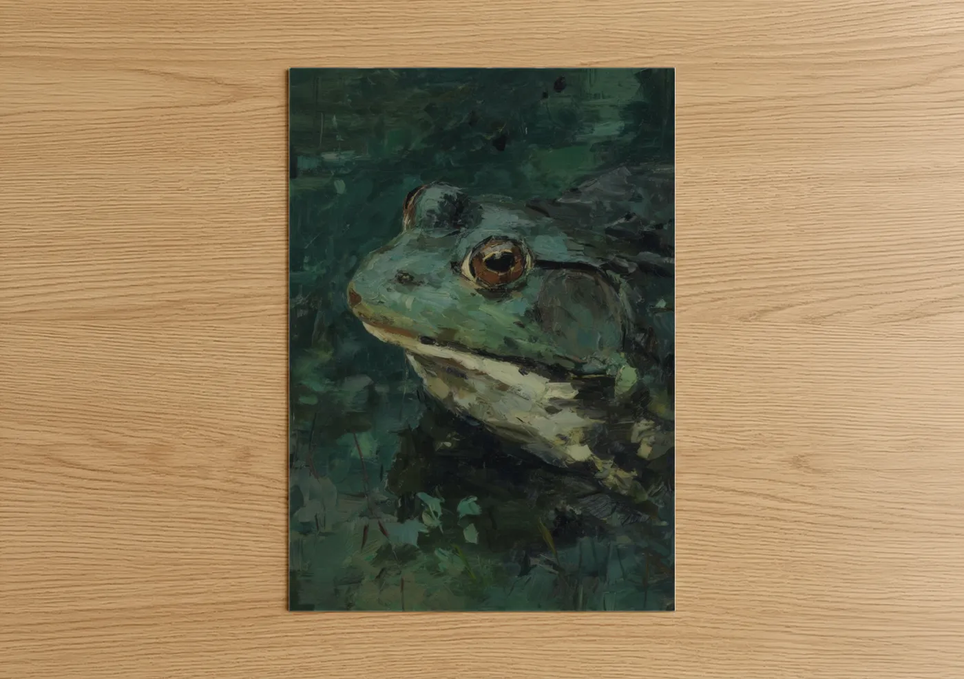 Emerald Frog Portrait Expressionist Art Wall Art