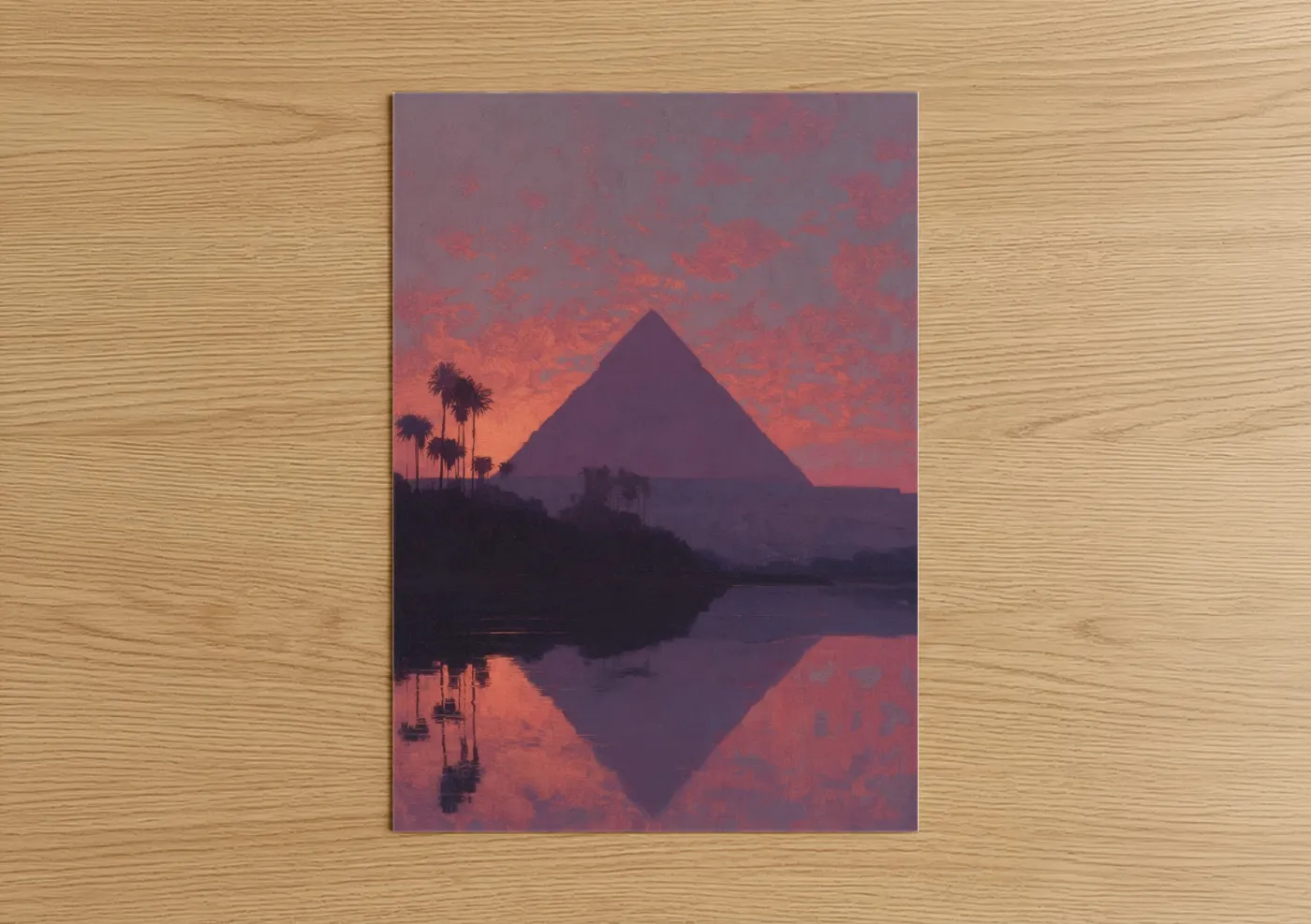 Egyptian Pyramid Sunset Reflection Wall Art