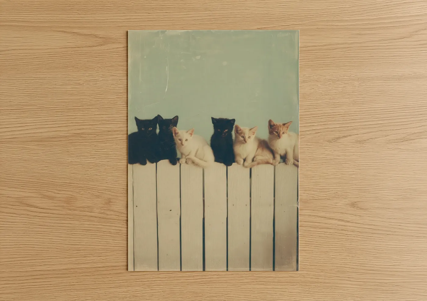 Black and White Cats on Fence Wall Art