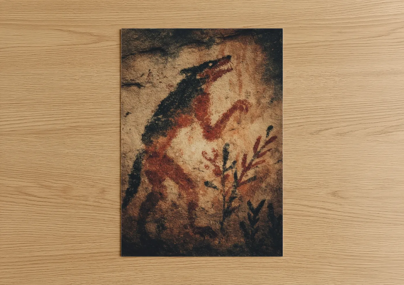 Ancient Werewolf Cave Art Mythical Wall Art