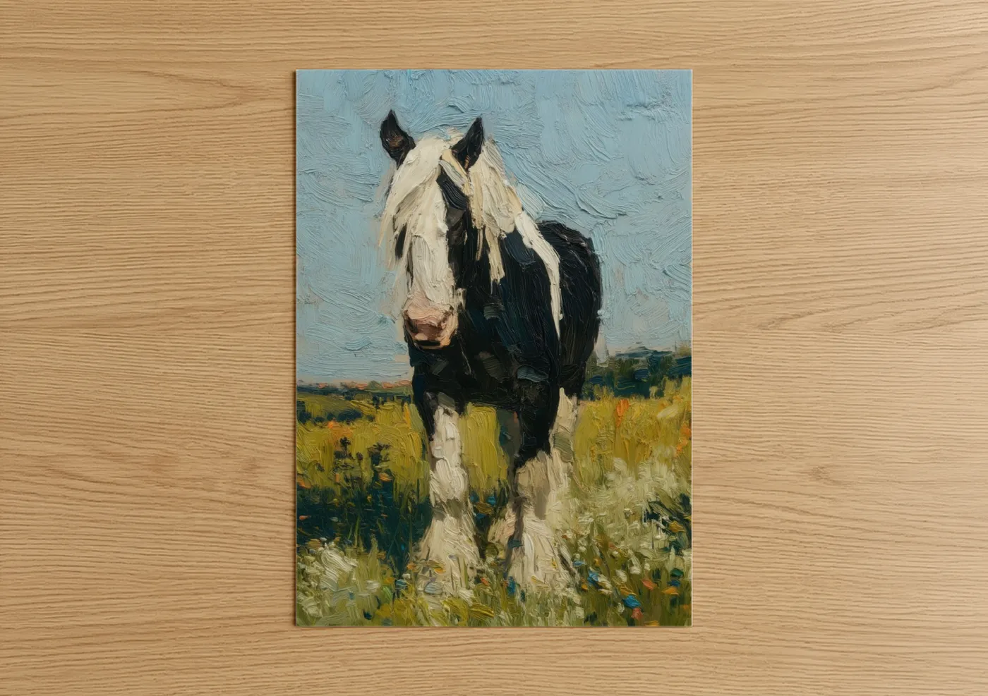 Black and White Clydesdale Horse Pasture Wall Art