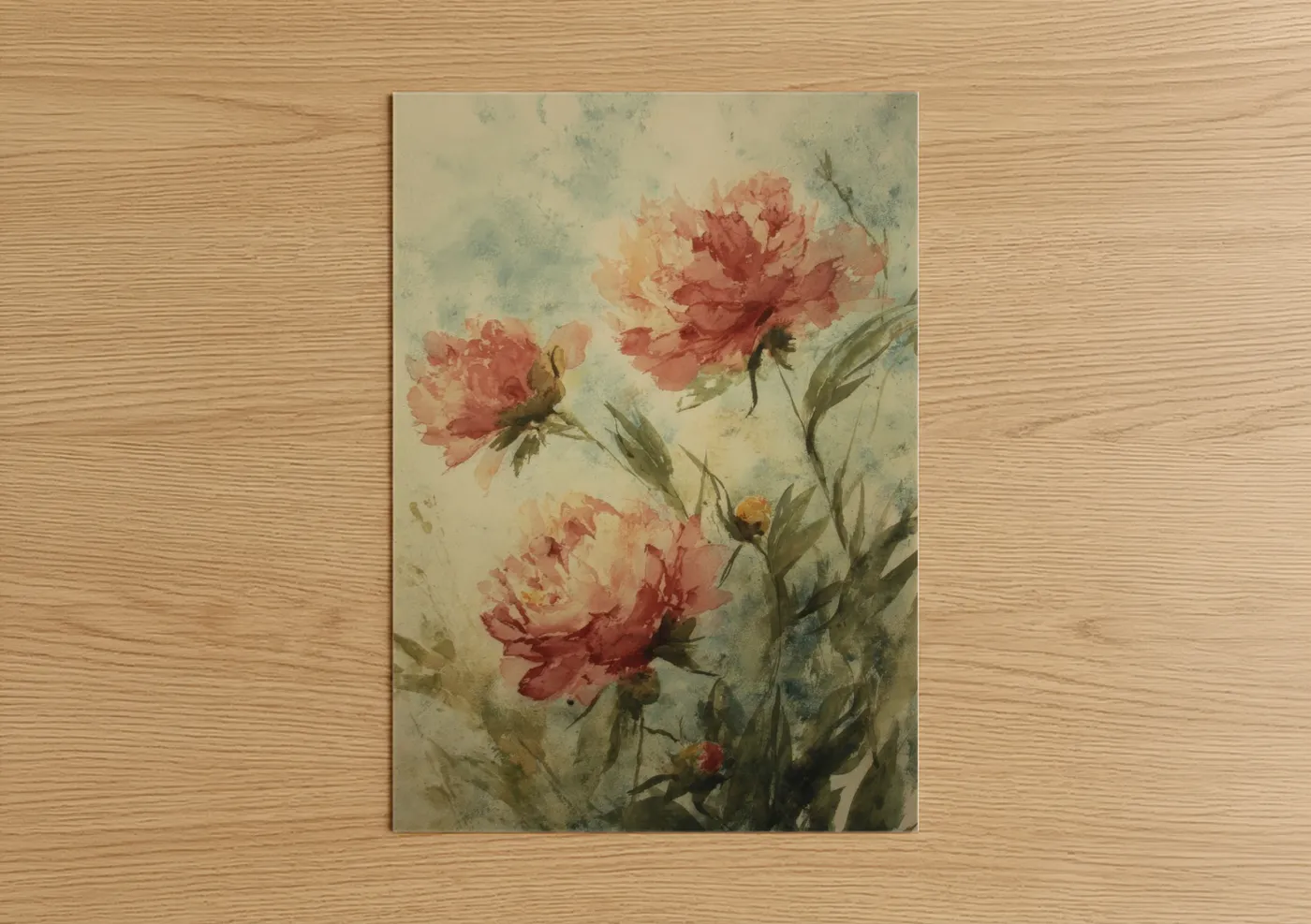 Romantic Peonies Watercolor Floral Wall Art
