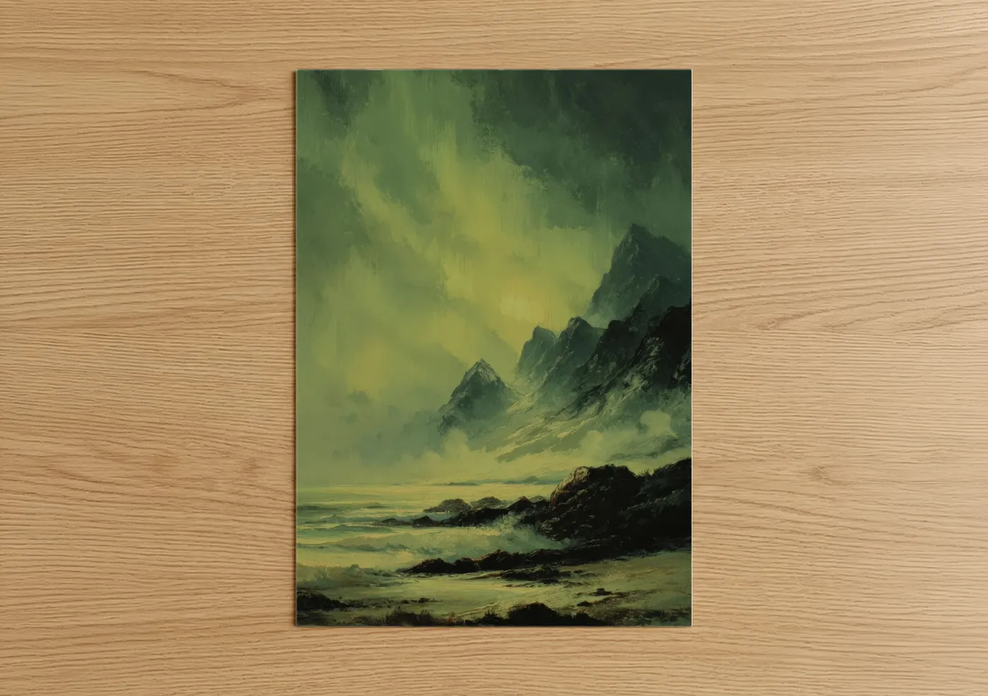 Emerald Aurora Northern Lights Mountain Wall Art
